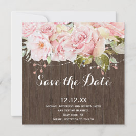 Rosa Rustikale Holzsaitenleuchten Save the Date