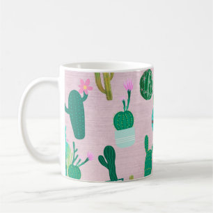Rosa rustikale südwestliche Cacti Kaktus Pflanzen Kaffeetasse