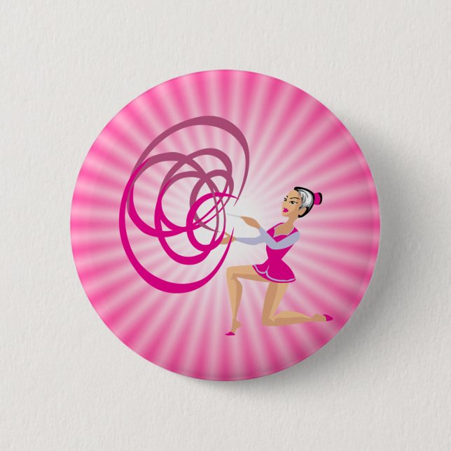 Rosa Rythmic Gymnastik Ribbon Button (Vorderseite)