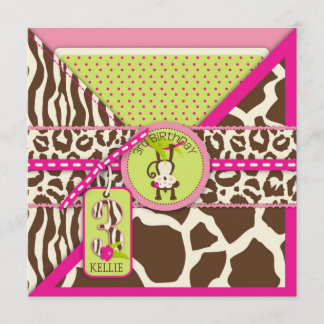 Rosa Safari Jungle Einladung