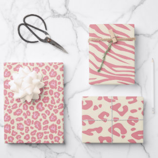 Rosa Safari Tierleopard - Printwerbung Geschenkpapier Set