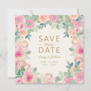 Rosa Sage Grün Floral Greenery Save Date Save The Date