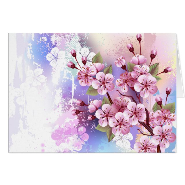 Rosa Sakura auf dem Hintergrund der Malerei (Vorderseite (Horizontal))