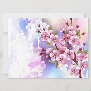 Rosa Sakura auf dem Hintergrund der Malerei Ankündigung