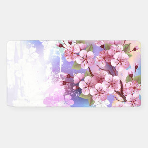 Rosa Sakura auf dem Hintergrund der Malerei Banner