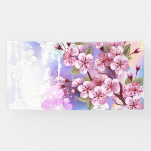 Rosa Sakura auf dem Hintergrund der Malerei Banner