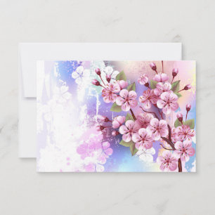 Rosa Sakura auf dem Hintergrund der Malerei Dankeskarte