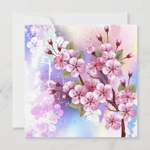 Rosa Sakura auf dem Hintergrund der Malerei Dankeskarte