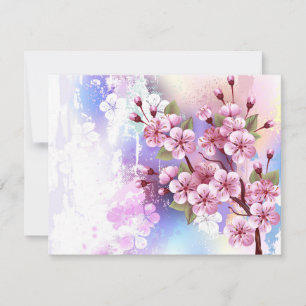 Rosa Sakura auf dem Hintergrund der Malerei Dankeskarte