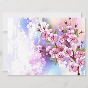 Rosa Sakura auf dem Hintergrund der Malerei Einladung