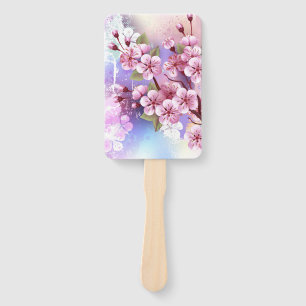 Rosa Sakura auf dem Hintergrund der Malerei Fächer