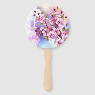 Rosa Sakura auf dem Hintergrund der Malerei Fächer