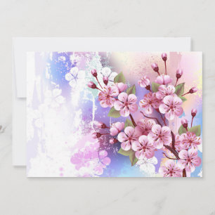 Rosa Sakura auf dem Hintergrund der Malerei Feiertagskarte