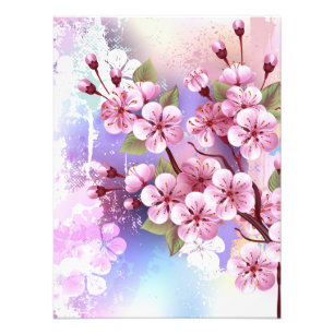 Rosa Sakura auf dem Hintergrund der Malerei Fotodruck