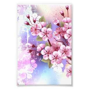 Rosa Sakura auf dem Hintergrund der Malerei Fotodruck