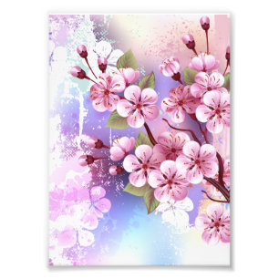 Rosa Sakura auf dem Hintergrund der Malerei Fotodruck