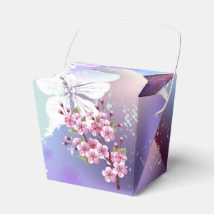 Rosa Sakura auf dem Hintergrund der Malerei Geschenkschachtel