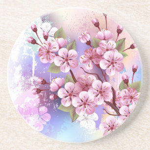 Rosa Sakura auf dem Hintergrund der Malerei Getränkeuntersetzer