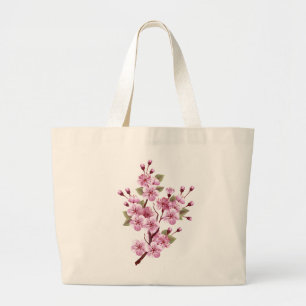 Rosa Sakura auf dem Hintergrund der Malerei Jumbo Stoffbeutel