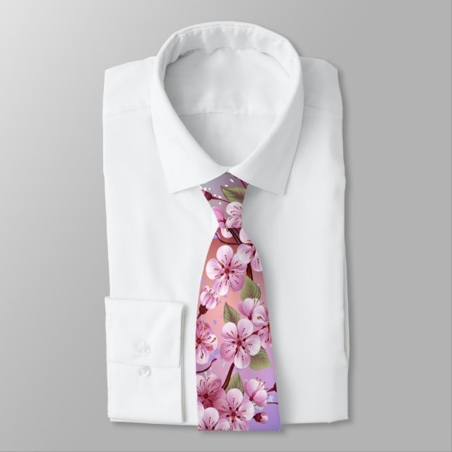 Rosa Sakura auf dem Hintergrund der Malerei Krawatte (Gebunden)