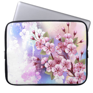 Rosa Sakura auf dem Hintergrund der Malerei Laptopschutzhülle
