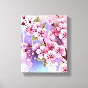 Rosa Sakura auf dem Hintergrund der Malerei Leinwanddruck