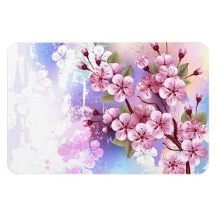 Rosa Sakura auf dem Hintergrund der Malerei Magnet