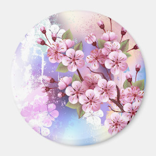 Rosa Sakura auf dem Hintergrund der Malerei Magnet