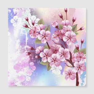 Rosa Sakura auf dem Hintergrund der Malerei Magneteinladung