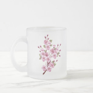 Rosa Sakura auf dem Hintergrund der Malerei Mattglastasse