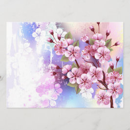 Rosa Sakura auf dem Hintergrund der Malerei Menükarte