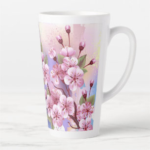 Rosa Sakura auf dem Hintergrund der Malerei Milchtasse