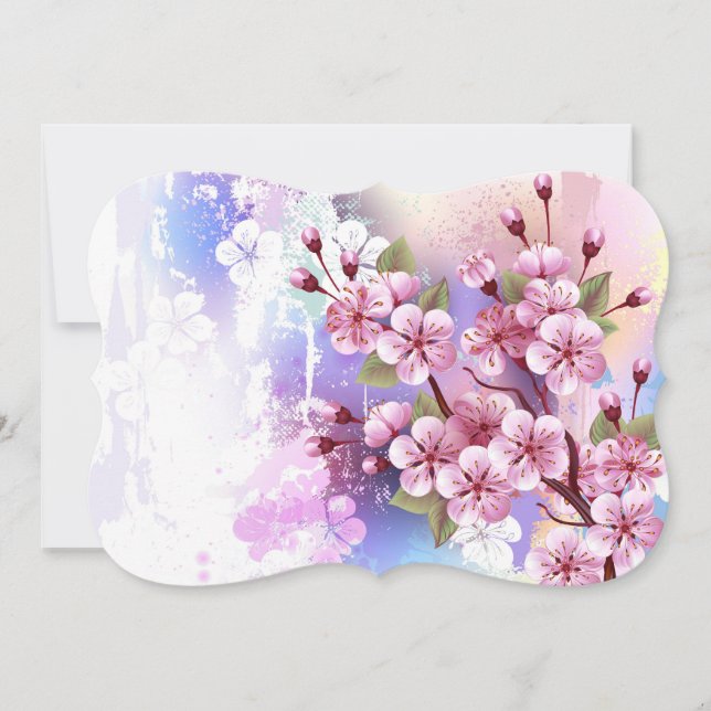 Rosa Sakura auf dem Hintergrund der Malerei Mitteilungskarte (Vorderseite)
