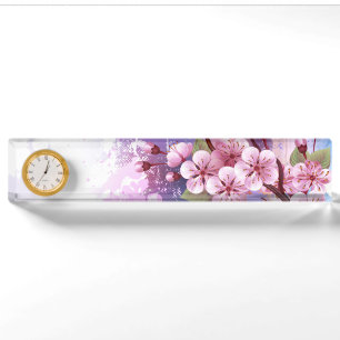 Rosa Sakura auf dem Hintergrund der Malerei Namensplakette