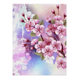 Rosa Sakura auf dem Hintergrund der Malerei Poster