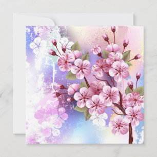 Rosa Sakura auf dem Hintergrund der Malerei Save The Date