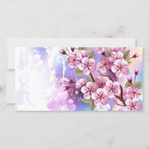 Rosa Sakura auf dem Hintergrund der Malerei Save The Date