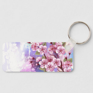 Rosa Sakura auf dem Hintergrund der Malerei Schlüsselanhänger