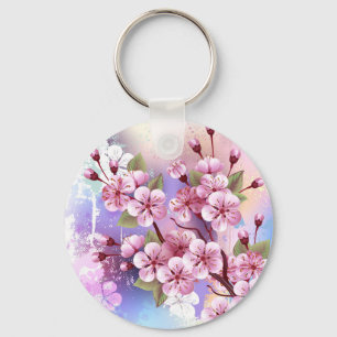 Rosa Sakura auf dem Hintergrund der Malerei Schlüsselanhänger