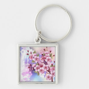 Rosa Sakura auf dem Hintergrund der Malerei Schlüsselanhänger