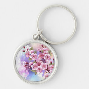 Rosa Sakura auf dem Hintergrund der Malerei Schlüsselanhänger