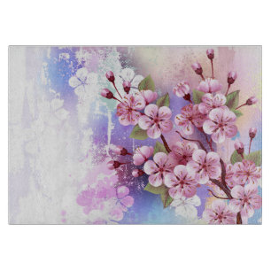Rosa Sakura auf dem Hintergrund der Malerei Schneidebrett
