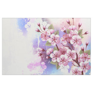 Rosa Sakura auf dem Hintergrund der Malerei Stoff