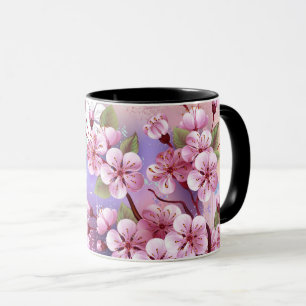 Rosa Sakura auf dem Hintergrund der Malerei Tasse