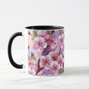 Rosa Sakura auf dem Hintergrund der Malerei Tasse