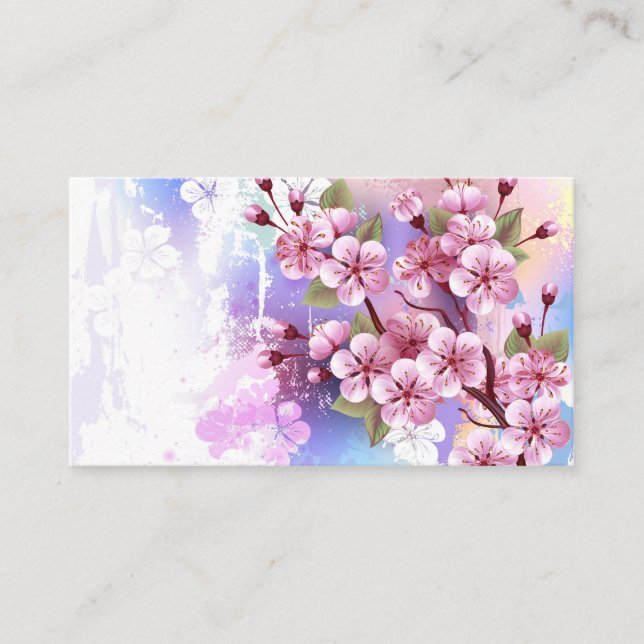 Rosa Sakura auf dem Hintergrund der Malerei Telefonnummerkarte (Vorderseite)