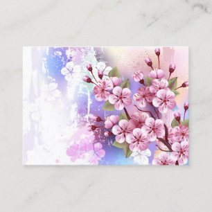 Rosa Sakura auf dem Hintergrund der Malerei Telefonnummerkarte