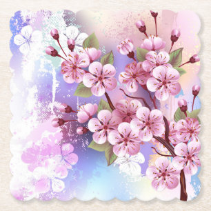 Rosa Sakura auf dem Hintergrund der Malerei Untersetzer