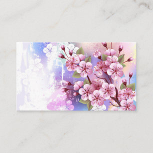Rosa Sakura auf dem Hintergrund der Malerei Visitenkarte