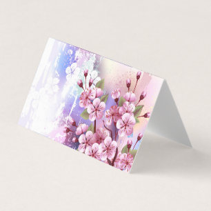 Rosa Sakura auf dem Hintergrund der Malerei Visitenkarten